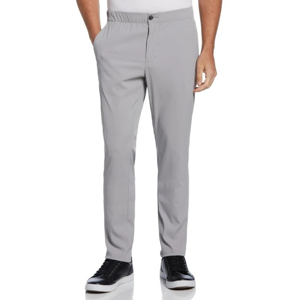 Perry Ellis Mens Slim-Fit‎ TechWorks Drawstring Dress Pant Alloy Grey Small